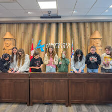 Middle School Students at Board Office